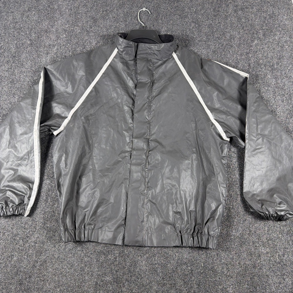 Harley-Davidson Rain Jacket PVC Reflective Biker Riding Gear Small Black Grey